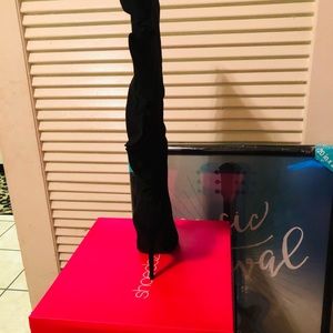 Black suede heel boots